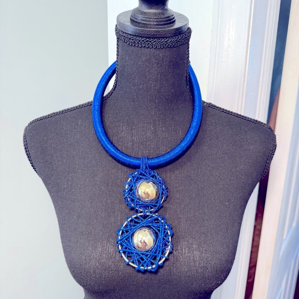 Blue and Gold African Necklace